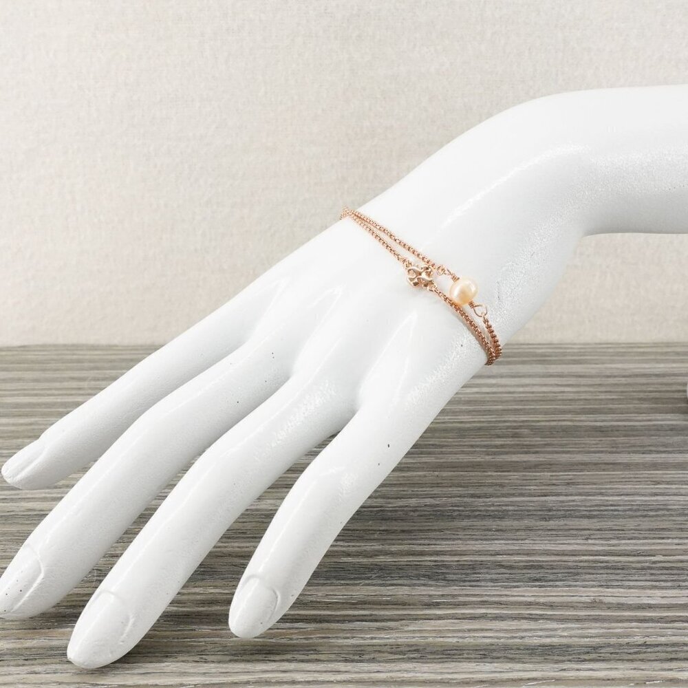 Tory Burch Logo Pearl Slider Adjustable Bracelet Rose Gold OS - Picture 6 of 12